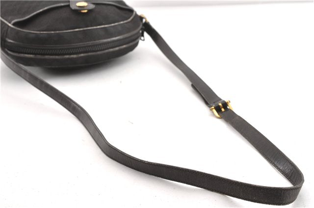 Authentic CELINE Macadam Blason Shoulder Cross Bag Canvas Leather Black 1236G