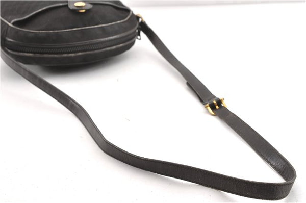 Authentic CELINE Macadam Blason Shoulder Cross Bag Canvas Leather Black 1236G