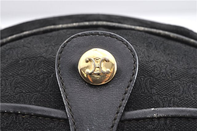 Authentic CELINE Macadam Blason Shoulder Cross Bag Canvas Leather Black 1236G