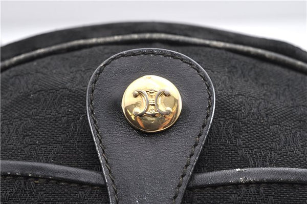 Authentic CELINE Macadam Blason Shoulder Cross Bag Canvas Leather Black 1236G