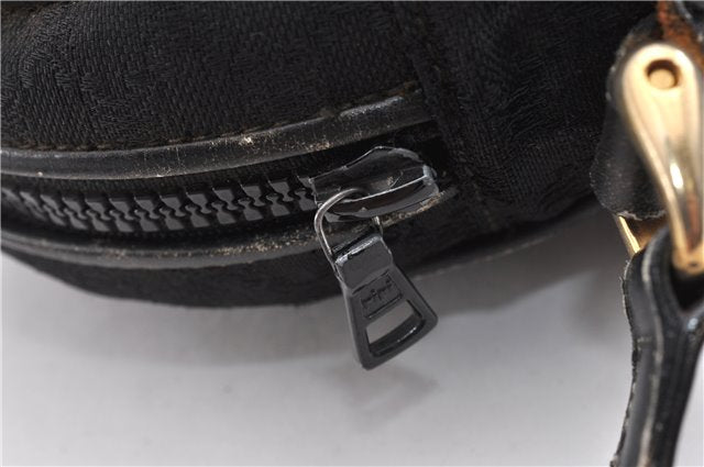 Authentic CELINE Macadam Blason Shoulder Cross Bag Canvas Leather Black 1236G