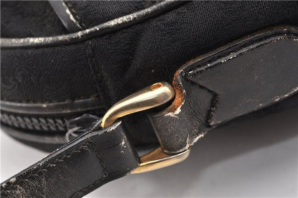 Authentic CELINE Macadam Blason Shoulder Cross Bag Canvas Leather Black 1236G