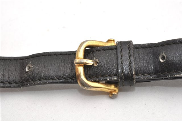 Authentic CELINE Macadam Blason Shoulder Cross Bag Canvas Leather Black 1236G