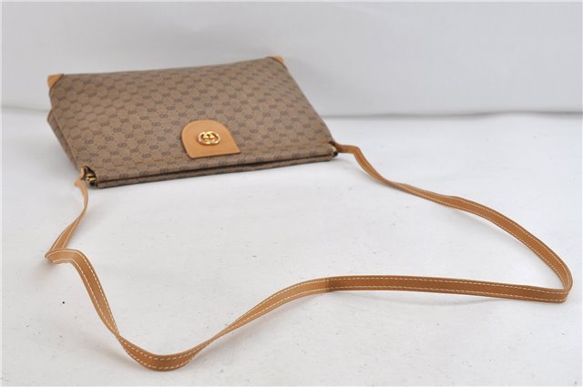 Authentic GUCCI Micro GG PVC Leather Shoulder Cross Body Bag Purse Brown 1237D