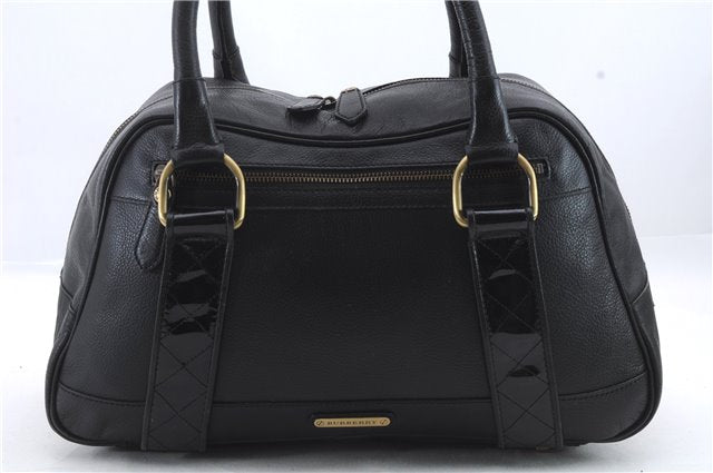 Authentic BURBERRY Vintage Leather Shoulder Tote Bag Black 1238D