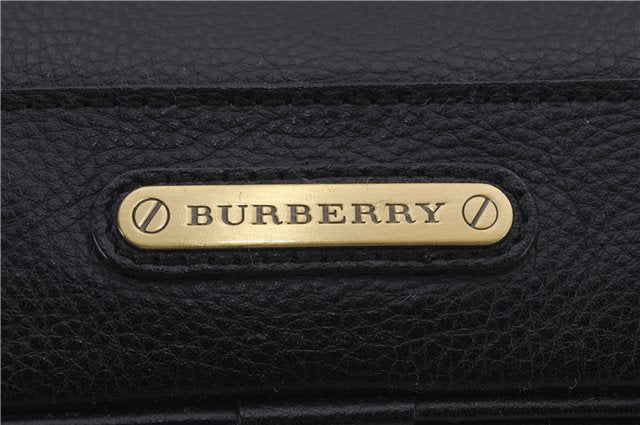 Authentic BURBERRY Vintage Leather Shoulder Tote Bag Black 1238D