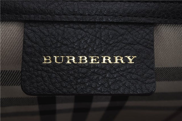 Authentic BURBERRY Vintage Leather Shoulder Tote Bag Black 1238D