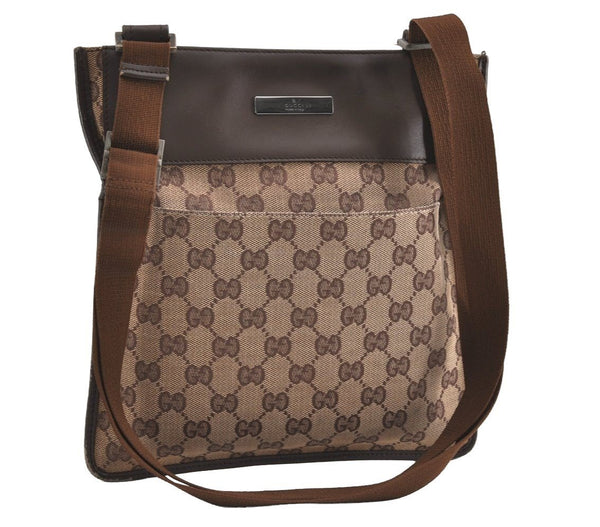 Authentic GUCCI Shoulder Cross Body Bag GG Canvas Leather 27639 Brown 1240I