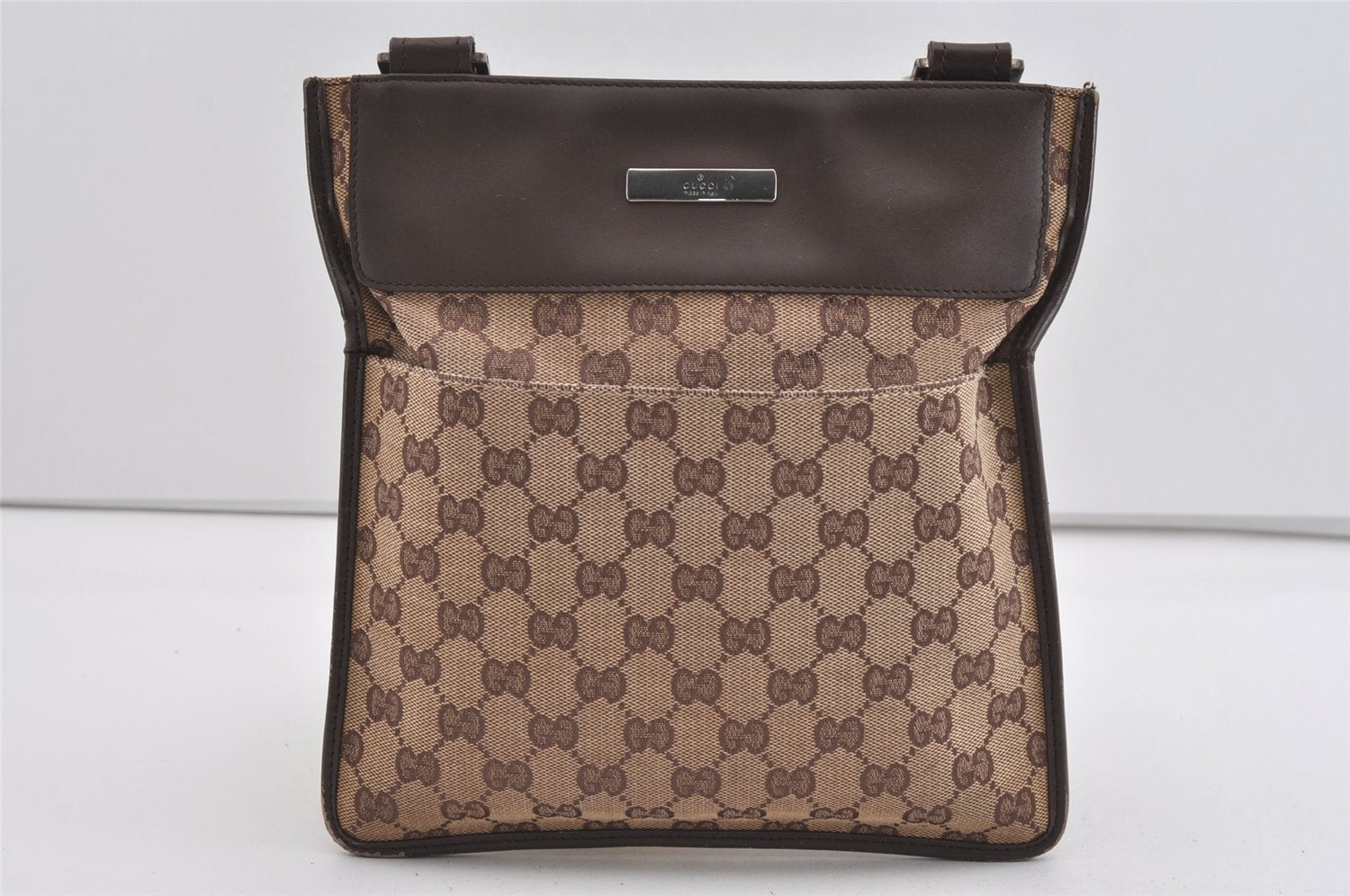 Authentic GUCCI Shoulder Cross Body Bag GG Canvas Leather 27639 Brown 1240I