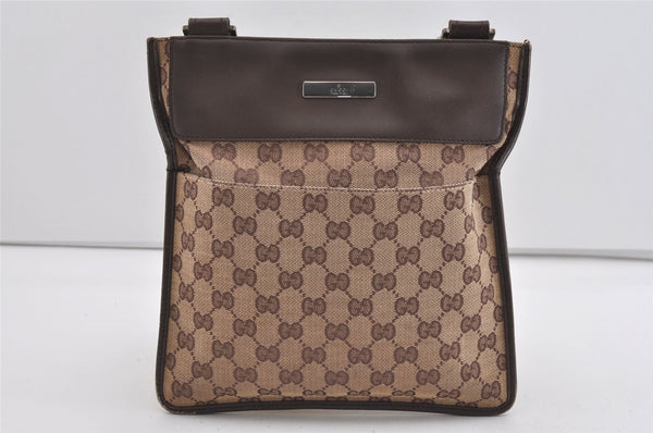 Authentic GUCCI Shoulder Cross Body Bag GG Canvas Leather 27639 Brown 1240I