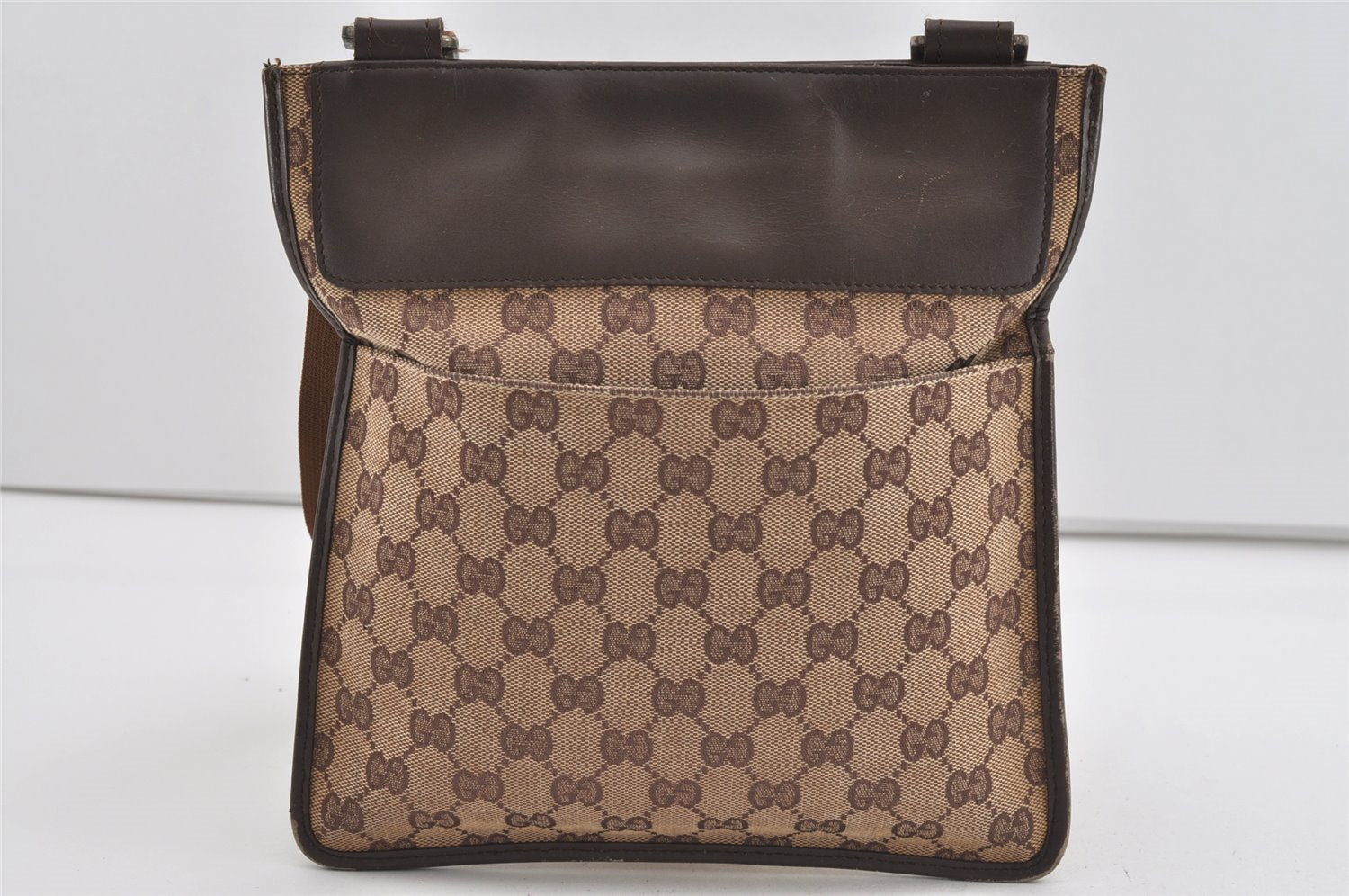 Authentic GUCCI Shoulder Cross Body Bag GG Canvas Leather 27639 Brown 1240I