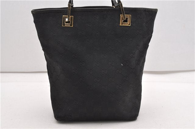 Authentic GUCCI Shoulder Hand Tote Bag GG Canvas Leather 0021099 Black 1241G