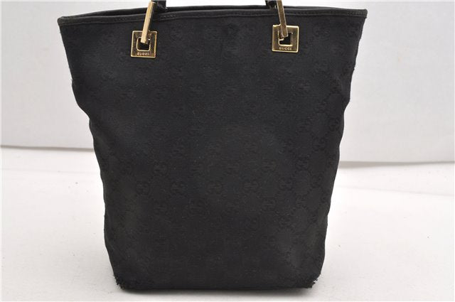 Authentic GUCCI Shoulder Hand Tote Bag GG Canvas Leather 0021099 Black 1241G