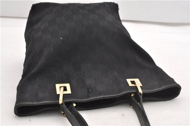 Authentic GUCCI Shoulder Hand Tote Bag GG Canvas Leather 0021099 Black 1241G