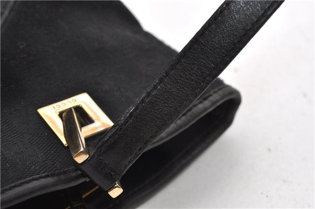 Authentic GUCCI Shoulder Hand Tote Bag GG Canvas Leather 0021099 Black 1241G