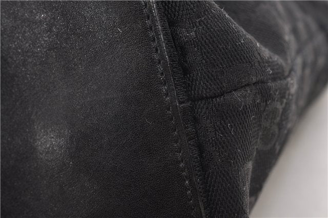 Authentic GUCCI Shoulder Hand Tote Bag GG Canvas Leather 0021099 Black 1241G