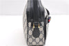 Authentic GUCCI Sherry Line Shoulder Hand Bag GG PVC Leather Navy Blue 1242G