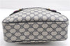 Authentic GUCCI Sherry Line Shoulder Hand Bag GG PVC Leather Navy Blue 1242G