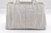 Authentic PRADA Vintage Canapa SS Denim 2Way Shoulder Hand Bag Purse White 1242I