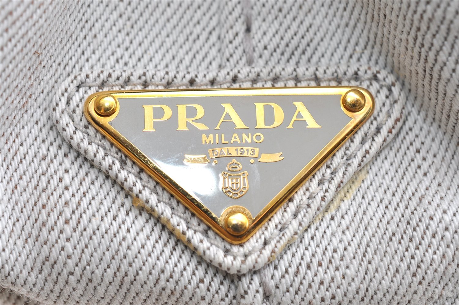 Authentic PRADA Vintage Canapa SS Denim 2Way Shoulder Hand Bag Purse White 1242I