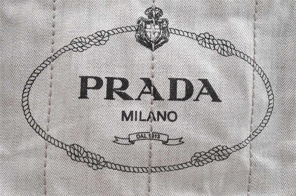 Authentic PRADA Vintage Canapa SS Denim 2Way Shoulder Hand Bag Purse White 1242I