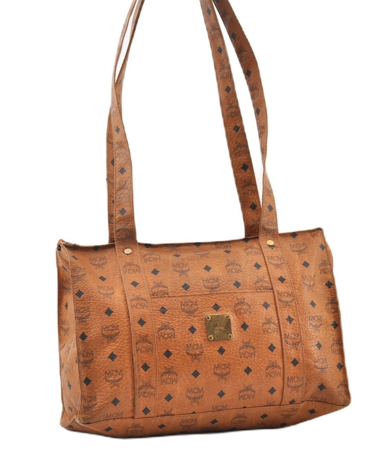 Authentic MCM Visetos Leather Vintage Shoulder Tote Bag Brown  1243G