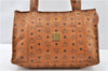 Authentic MCM Visetos Leather Vintage Shoulder Tote Bag Brown  1243G