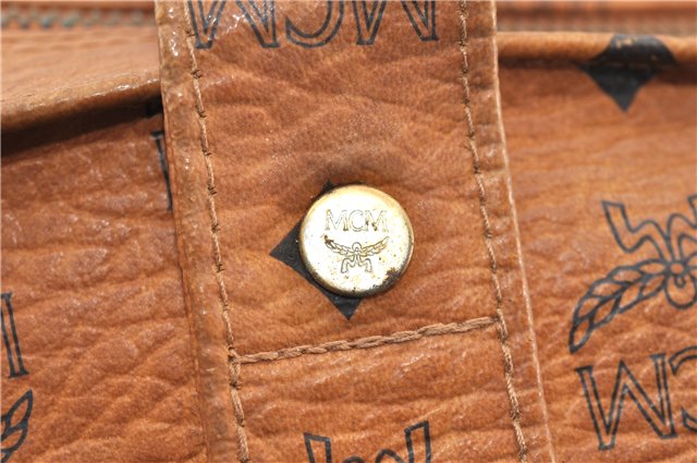 Authentic MCM Visetos Leather Vintage Shoulder Tote Bag Brown  1243G