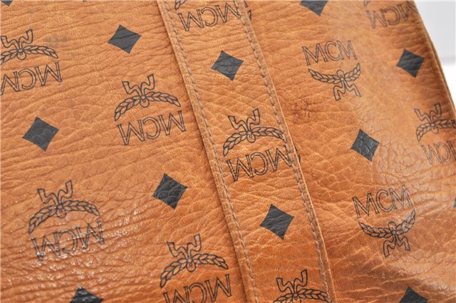 Authentic MCM Visetos Leather Vintage Shoulder Tote Bag Brown  1243G