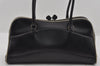 Authentic PRADA VITELLO FRAME Leather Shoulder Hand Bag B11103 Black 1243I