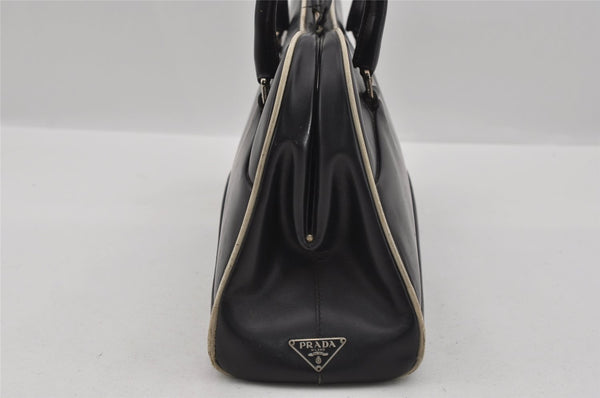 Authentic PRADA VITELLO FRAME Leather Shoulder Hand Bag B11103 Black 1243I