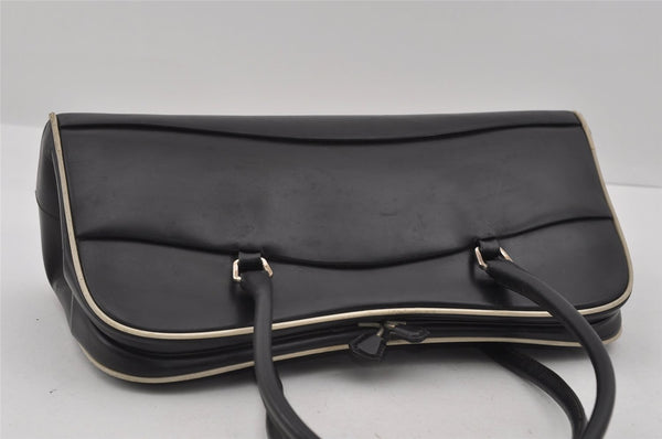 Authentic PRADA VITELLO FRAME Leather Shoulder Hand Bag B11103 Black 1243I