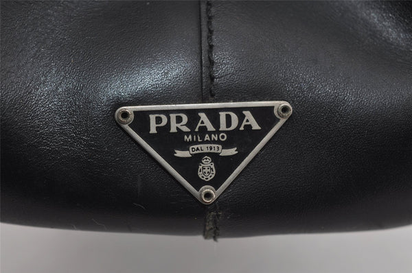 Authentic PRADA VITELLO FRAME Leather Shoulder Hand Bag B11103 Black 1243I