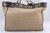 Authentic GUCCI Positano Shoulder Tote Bag GG Canvas Leather 153033 Beige 1244G