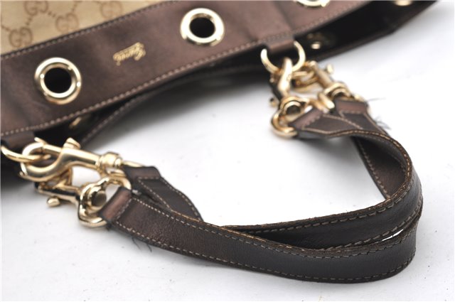 Authentic GUCCI Positano Shoulder Tote Bag GG Canvas Leather 153033 Beige 1244G