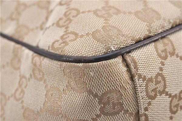 Authentic GUCCI Positano Shoulder Tote Bag GG Canvas Leather 153033 Beige 1244G