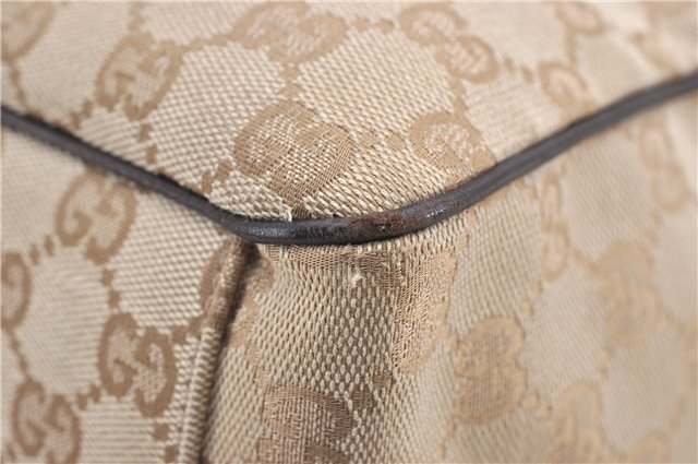 Authentic GUCCI Positano Shoulder Tote Bag GG Canvas Leather 153033 Beige 1244G