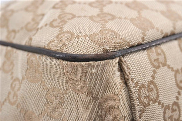 Authentic GUCCI Positano Shoulder Tote Bag GG Canvas Leather 153033 Beige 1244G