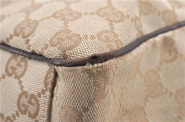 Authentic GUCCI Positano Shoulder Tote Bag GG Canvas Leather 153033 Beige 1244G