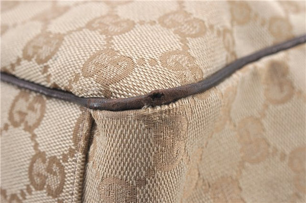 Authentic GUCCI Positano Shoulder Tote Bag GG Canvas Leather 153033 Beige 1244G