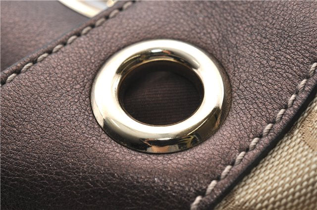 Authentic GUCCI Positano Shoulder Tote Bag GG Canvas Leather 153033 Beige 1244G