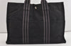 Authentic HERMES Vintage Fourre Tout MM Hand Tote Bag Canvas Black 1244I