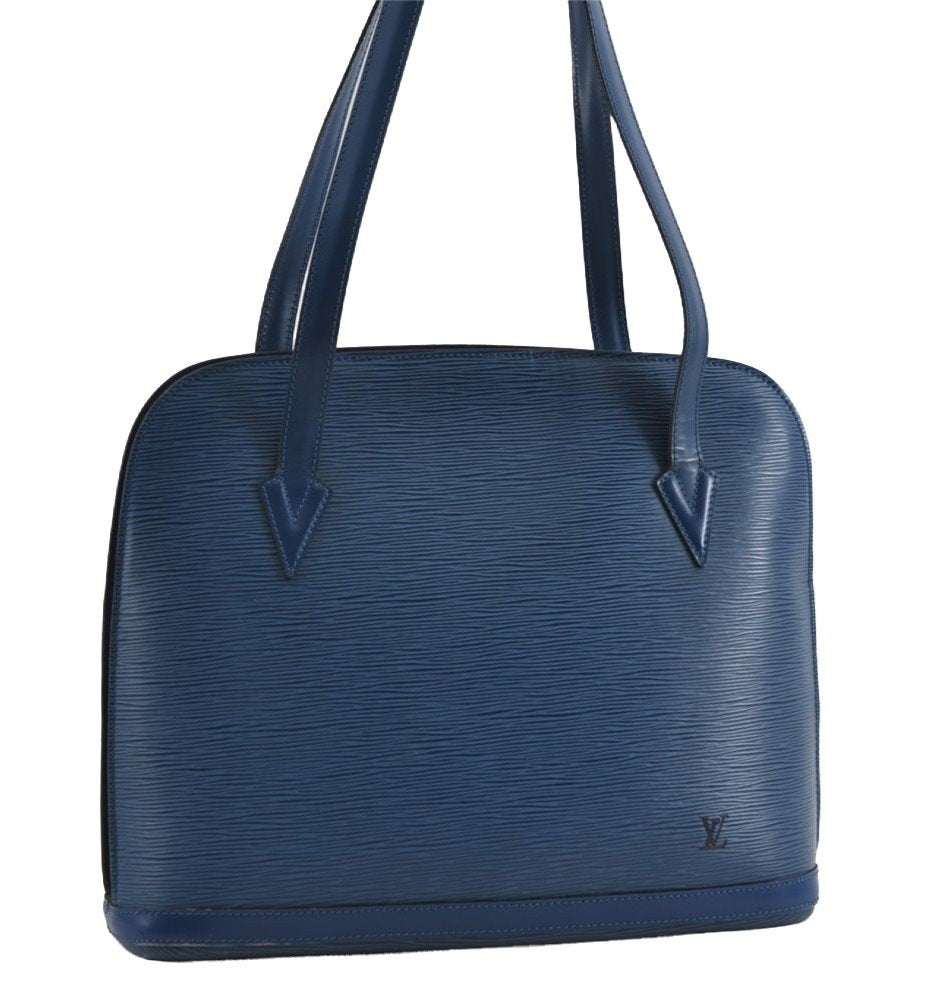 Authentic Louis Vuitton Epi Lussac Shoulder Tote Bag Blue M52285 LV 1248I