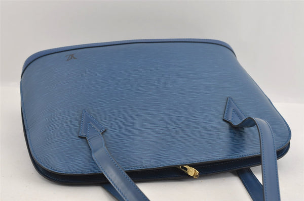 Authentic Louis Vuitton Epi Lussac Shoulder Tote Bag Blue M52285 LV 1248I