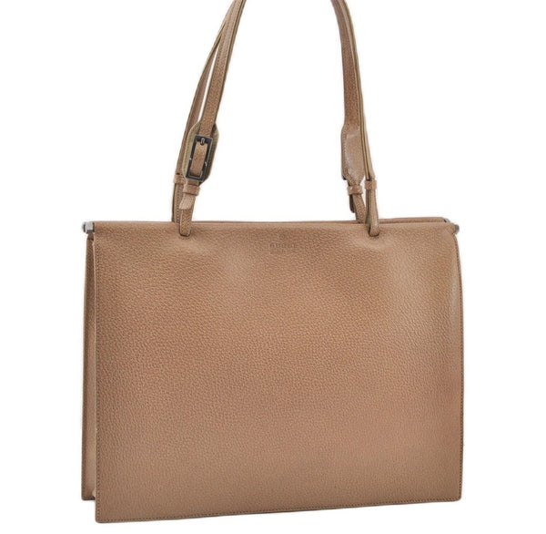 Authentic GUCCI Vintage Shoulder Tote Bag Purse Leather 0021047 Beige 1249G
