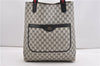 Authentic GUCCI Sherry Line Shoulder Tote Bag GG PVC Leather Navy Blue 1250G