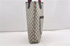 Authentic GUCCI Sherry Line Shoulder Tote Bag GG PVC Leather Navy Blue 1250G