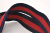 Authentic GUCCI Sherry Line Shoulder Tote Bag GG PVC Leather Navy Blue 1250G