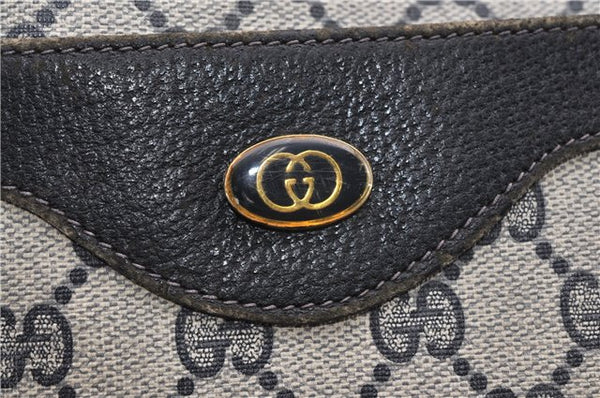 Authentic GUCCI Sherry Line Shoulder Tote Bag GG PVC Leather Navy Blue 1250G