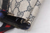 Authentic GUCCI Sherry Line Shoulder Tote Bag GG PVC Leather Navy Blue 1250G